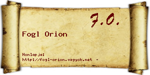 Fogl Orion névjegykártya